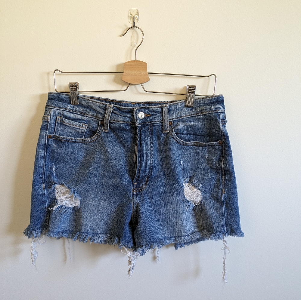 Raw-hem High-rise Jean Shorts